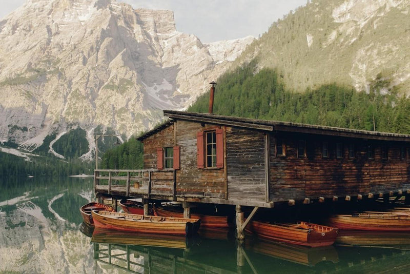 Mountain cabin near lake