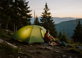 Camping in a forest holiday destination