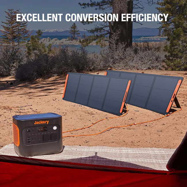 Jackery Explorer 1000 SolarSaga 200 panel setup